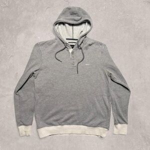 RVCA Embroidered Logo Pull Over Skater Henley Button Up Surfer Hoodie